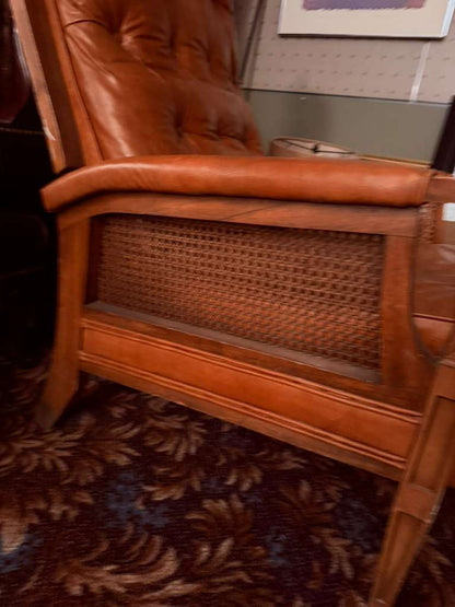 Mid-Century Style Vintage Leather Recliner Leather Lounge Chair with Ottoman