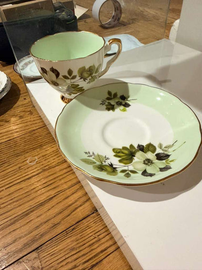 Royal Stafford Bone China Teacup & Saucer Set England Vintage Floral Gold Trim