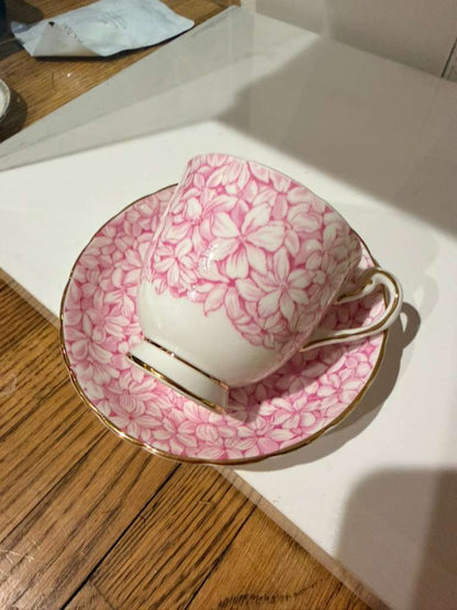 Royal Chelsea “Gaytime” Pink Floral Teacup & Saucer Set – Bone China England