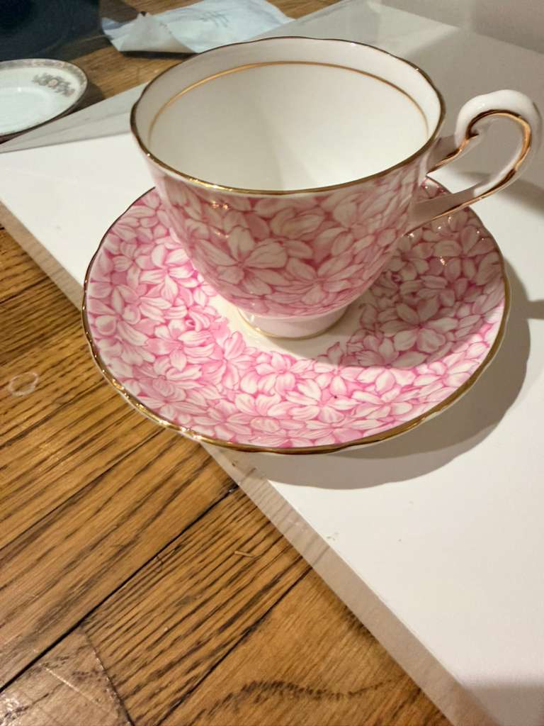 Royal Chelsea “Gaytime” Pink Floral Teacup & Saucer Set – Bone China England