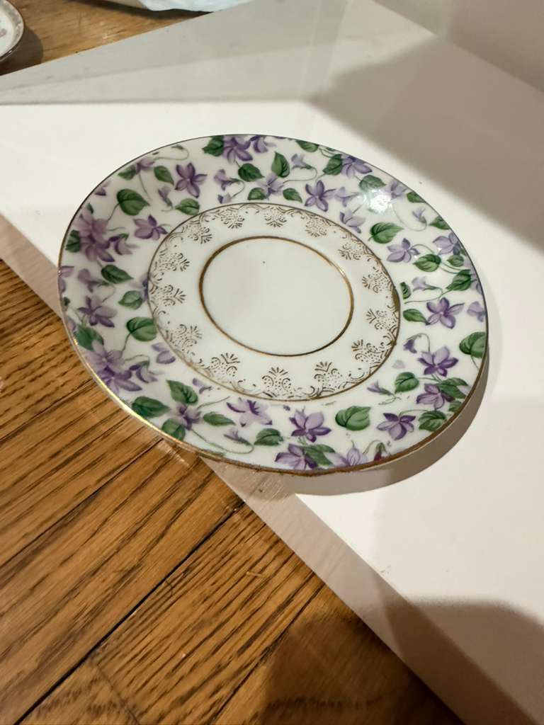 Vintage Violet Japanese Porcelain Tea Cup | Purple Floral Pattern