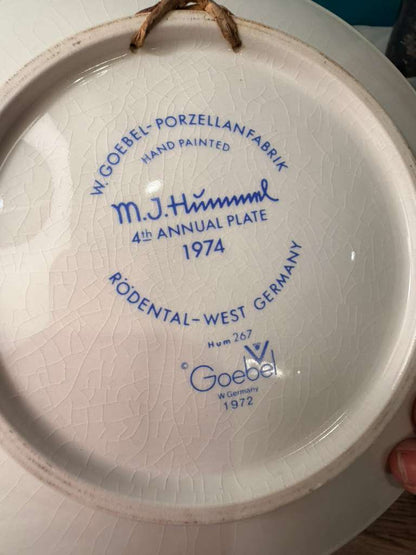 Goebel Hummel 1974 Annual Plate Hand Painted West Germany Vintage