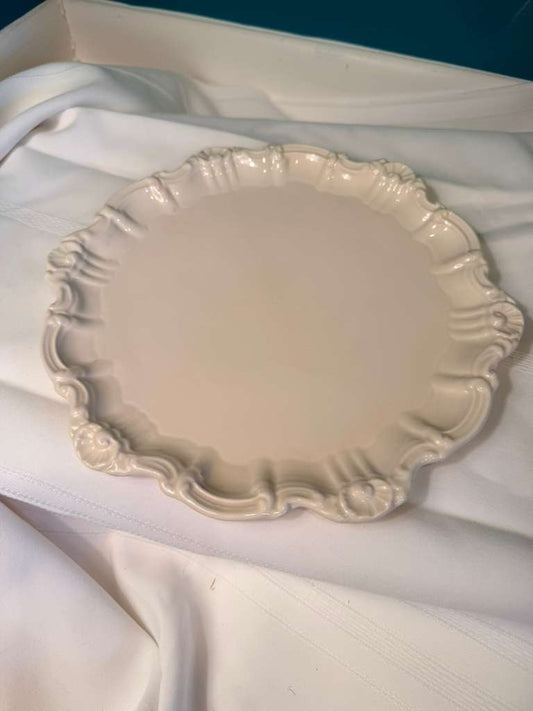 Made in Italy Ceramic Platter Cream Decorative Serving Tray Vintage