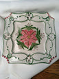 RCCL Hand Painted Square Plate Floral Design Made in Portugal Vintage