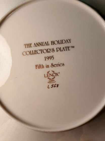 Lenox Annual Holiday Collectors Plate 1995 Limited Edition Christmas USA