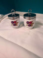 Vtg Royal Worcester Porcelain Egg Coddlers Pair with Chrome Lids Made in England