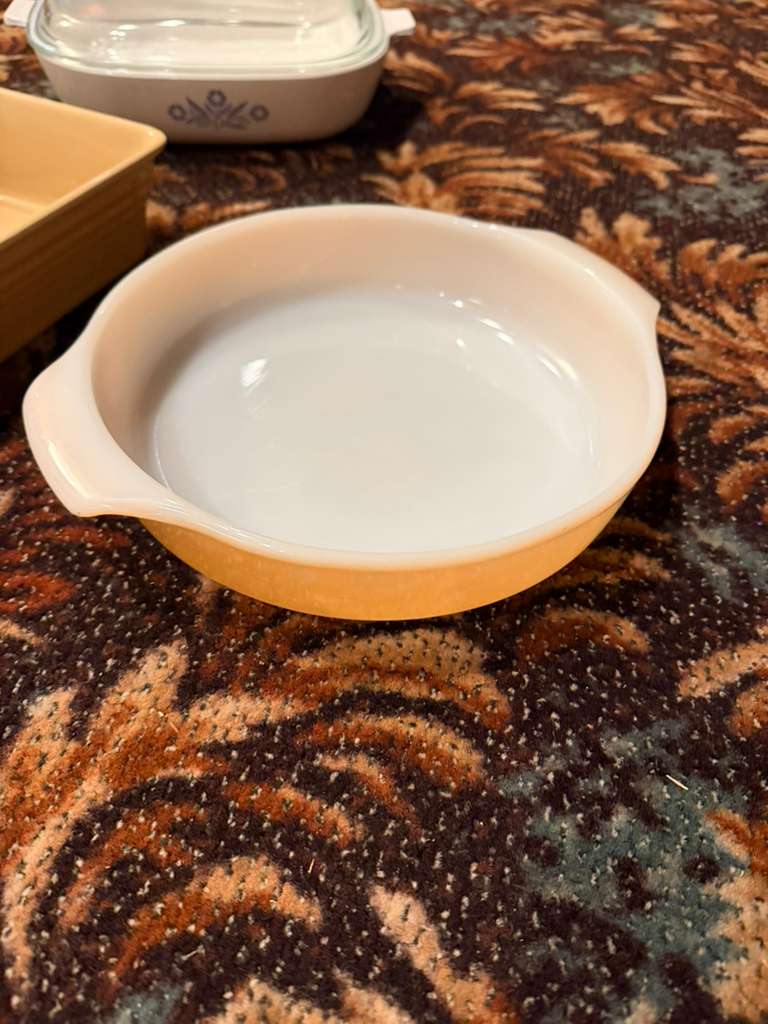Vintage Pyrex Yellow Opalware Round Casserole Dish with Handles | Made in USA