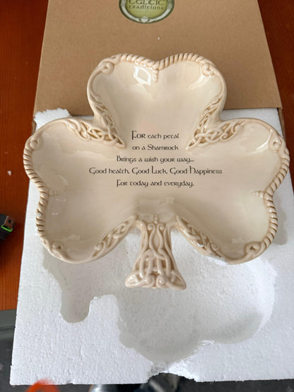 Grasslands Road Shamrock Blessing Bowl Celtic Traditions Clover Dish Decor Gift