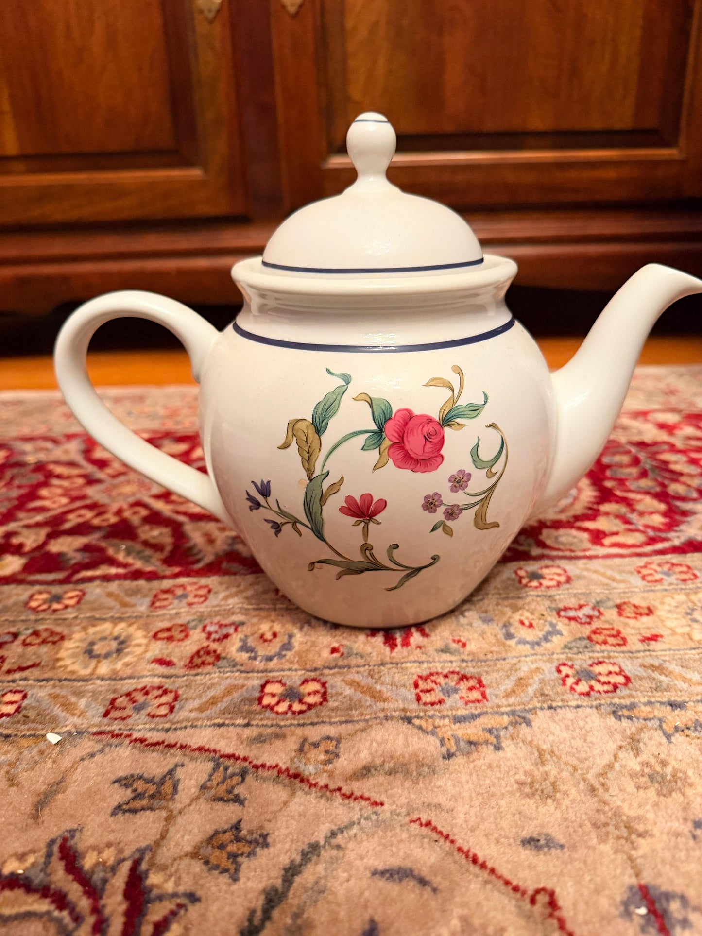 Lenox Rose Garden Teapot Casual Images Floral w Lid Made In Brazil